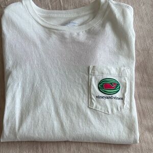 Vineyard Vines Kids White Tee with Logo Pocket